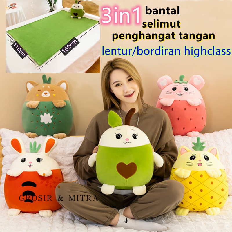 Balmut Bantal Selimut Balmut Buat Bantal Selimut Buah Anak Dewasa Set 2 in 1 Multifungsi Boneka Besar Isi Selimut Lucu Mainan Anak Perlengkapan Kamar Tidur Aestetic Ukuran Selimut -/+90x155cm