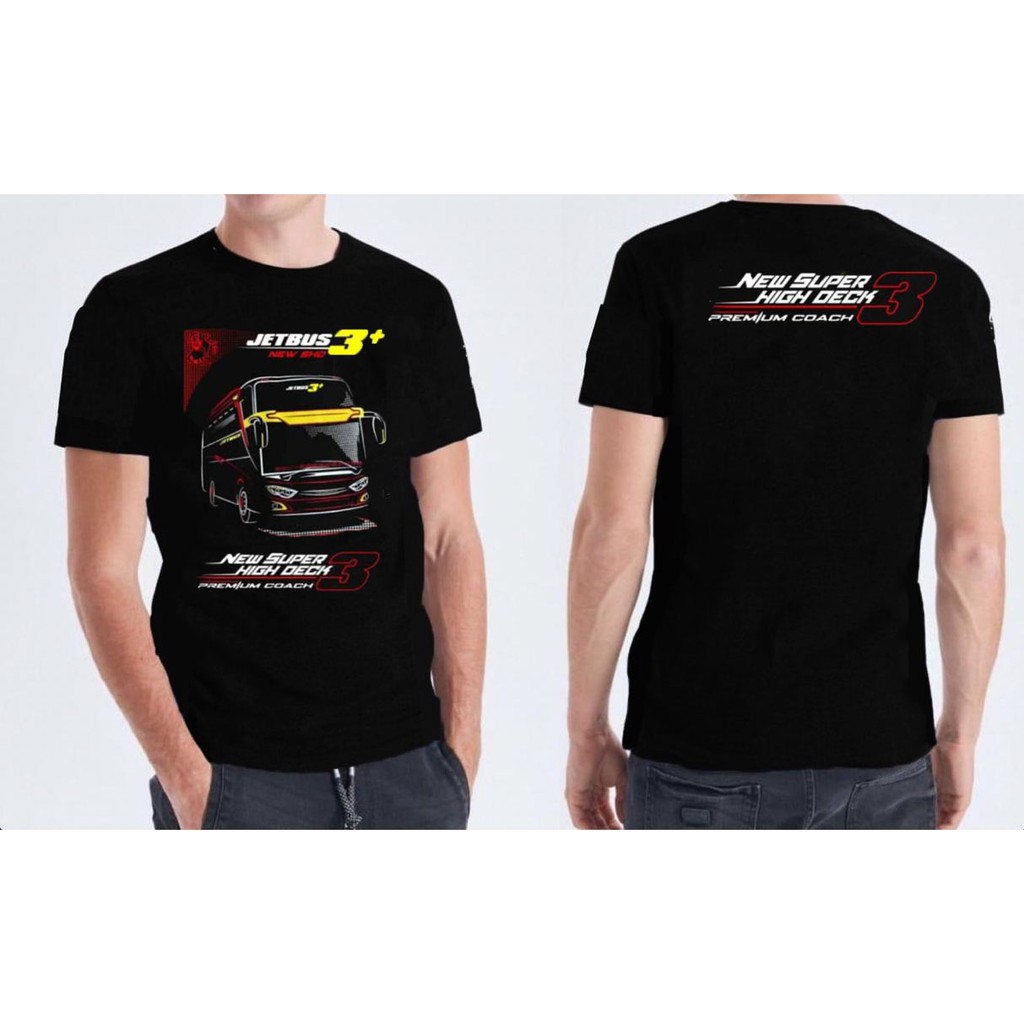 Kaos Tshirt PriaJet Bus 3 Hitam Distro Lengan Pendek Motif Sablon Bergambar Keren Baju Kaos Driver Muda bus/