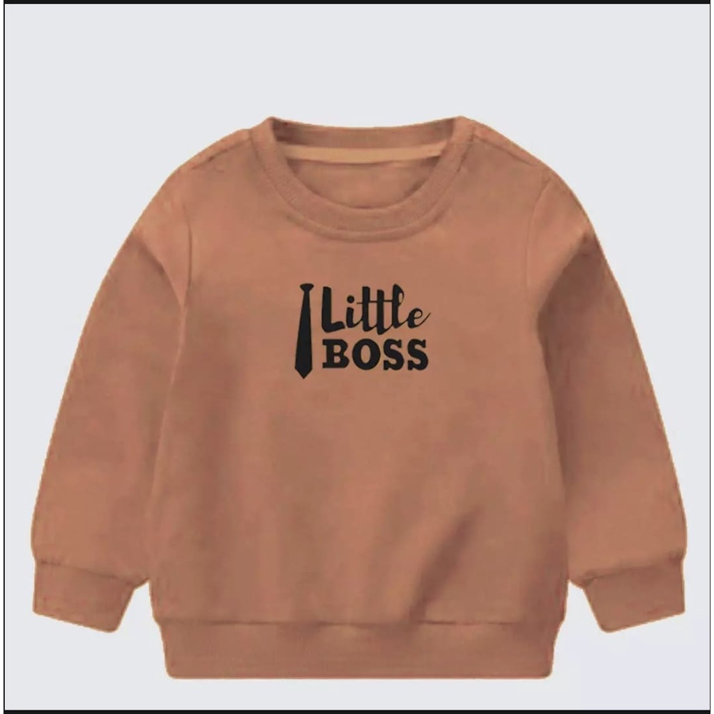 SWEATER ANAK UNISEX LITTLE BOSS /// ATASAN ANAK CASUAL FLEECE TEBAL KEKINIAN TERBARU