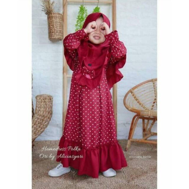 gamis anak gamis polkadot ceruty preloved baju muslim monalisa