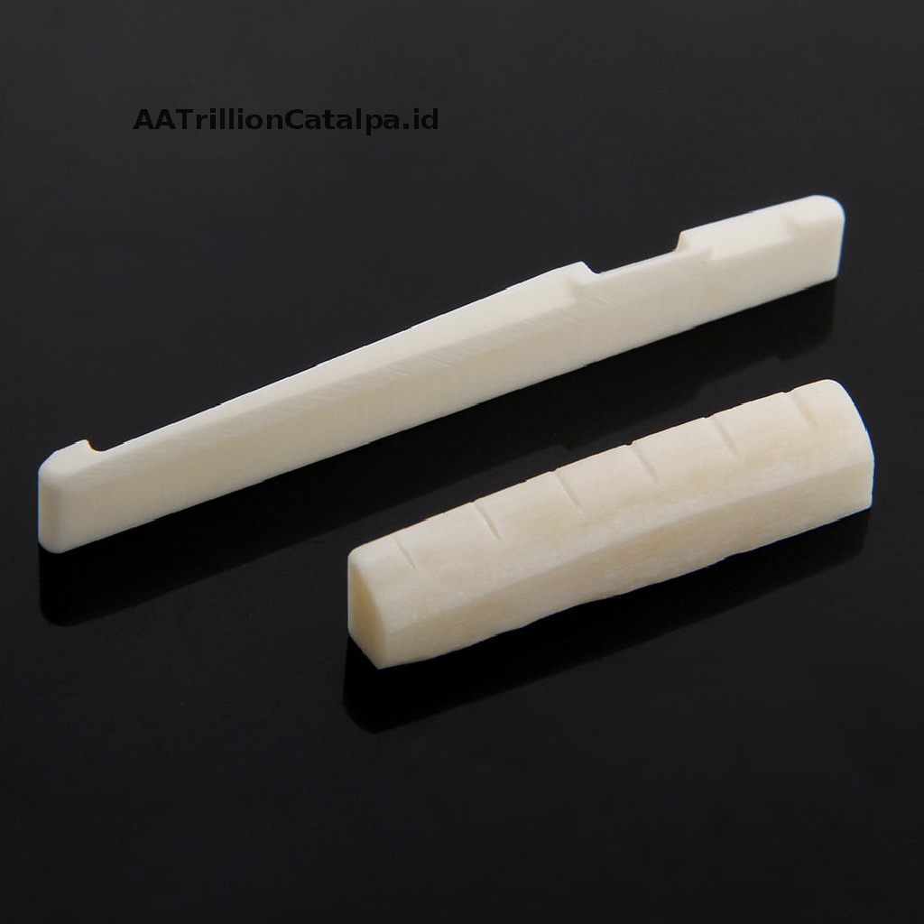 Bridge Saddle Dan Slotted Nut Ivory Buffalo Bone Untuk Gitar Akustik 6 Senar