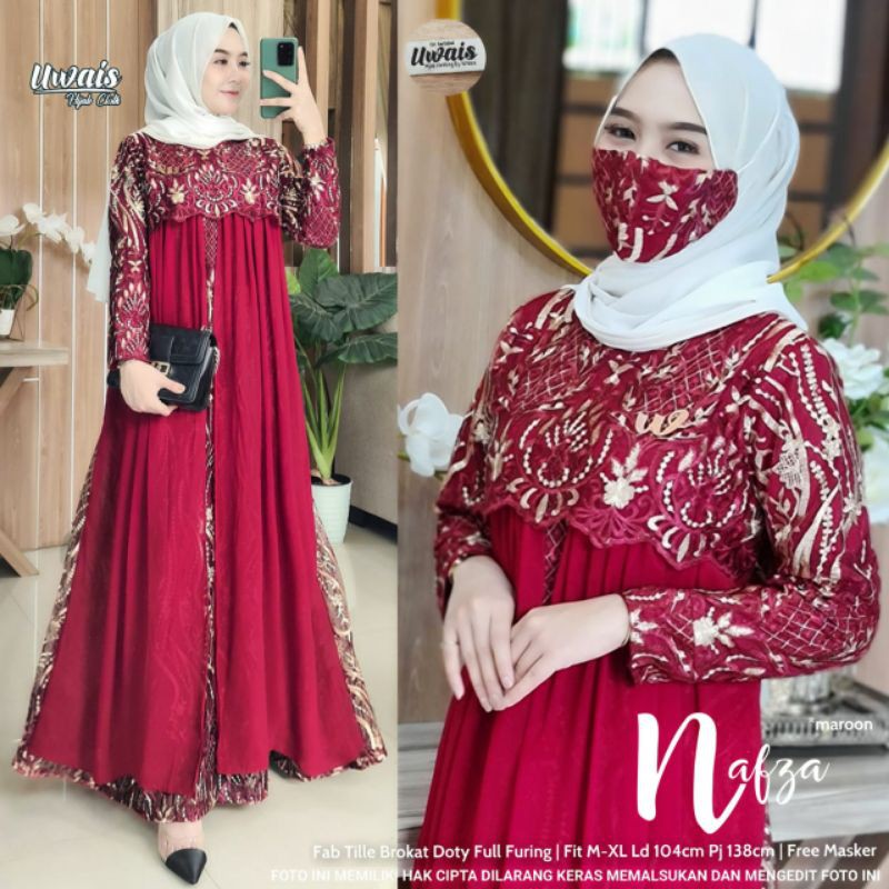 NAFZA#2 DRESS ORI UWAIS (GAMIS BROKAT MEWAH)