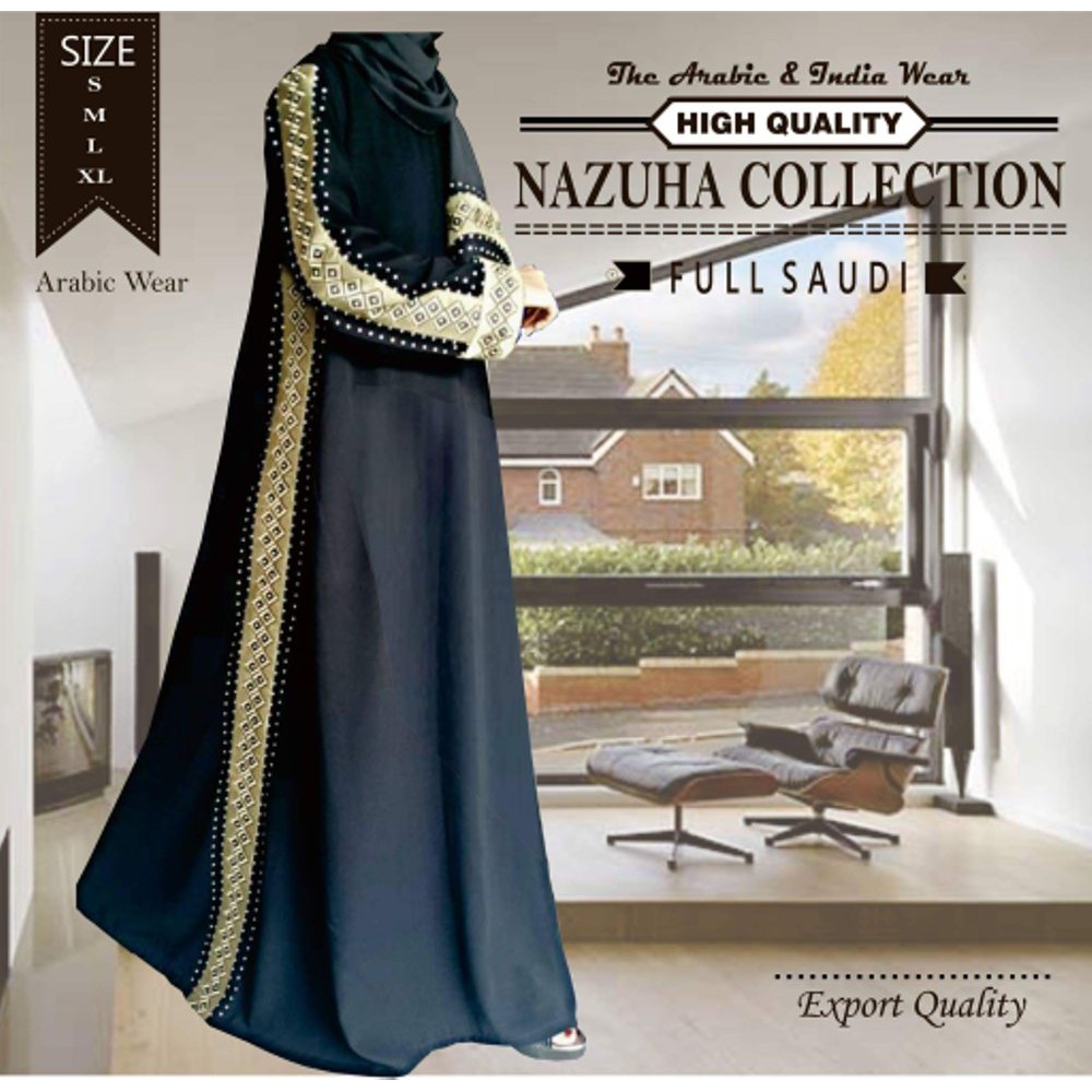 Arabic wear Na 432   baju gamis pesta gamis ori jumbo ummi pipik umroh haji hitam jumbo baju gamis