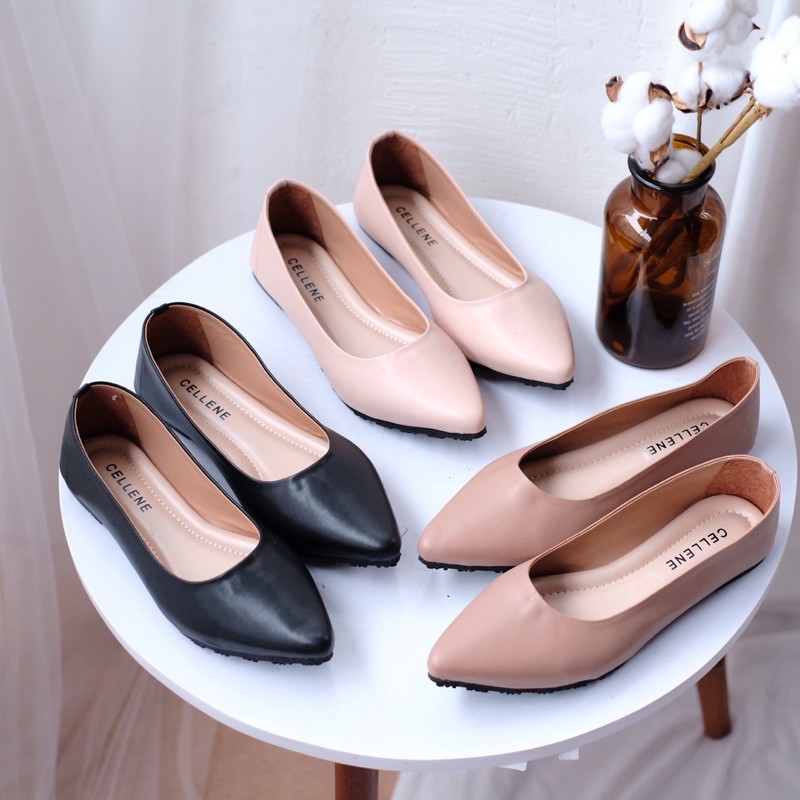 CELLENE Bassic flat shoes 4 warna / sepatu flat polos wanita