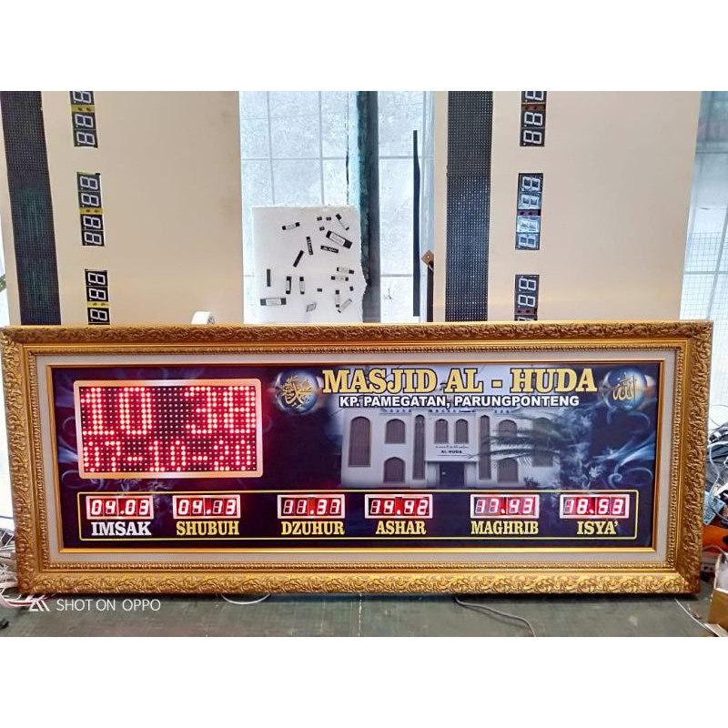 Jam Digital Masjid Waktu Adzan Running Teks Custom Nama 50 x 125 cm