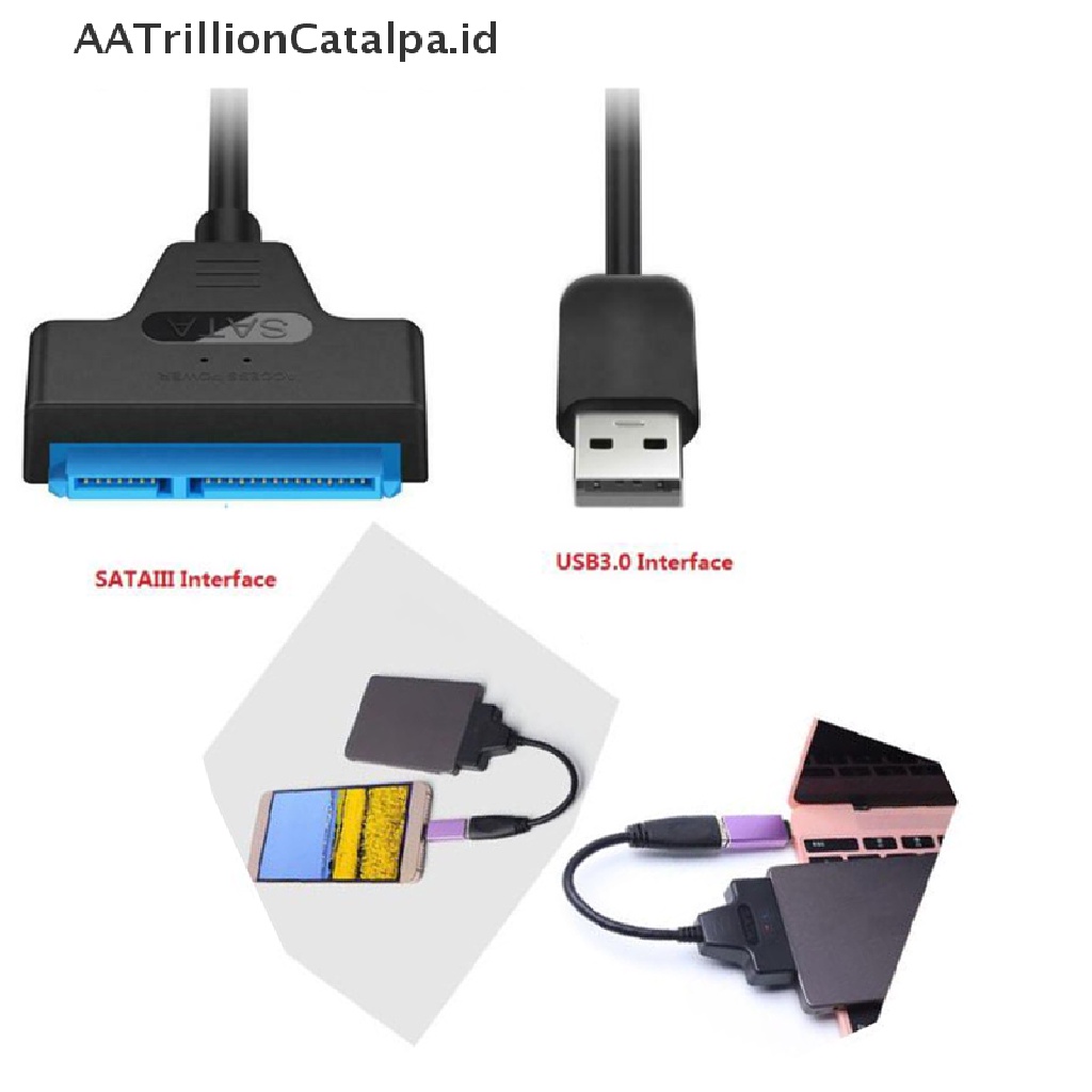 Aatrillioncatalpa Kabel Adapter Converter USB 2.0 To SATA 22pin Untuk Hard Disk Drive SSD Laptop