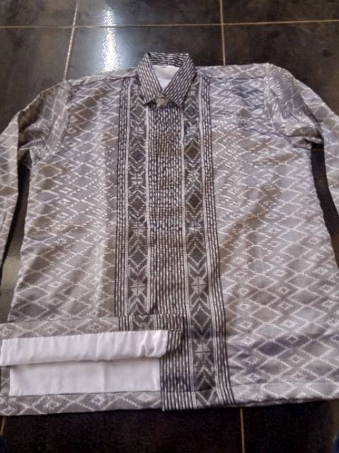 Kemeja tenun songket baron silver