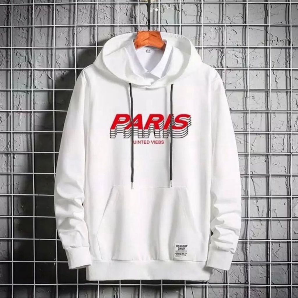 Hoodie Sweater Motif Pariss United Vibes Gaya Casual Santai Bahan Fleece