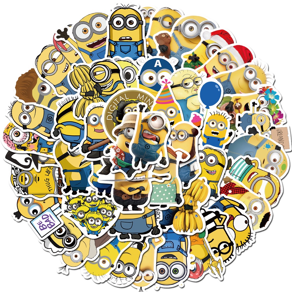 50pcs Stiker Graffiti Kartun Minions Anti Air Untuk Dekorasi Komputer / Handphone / Notebook / Koper / Helm