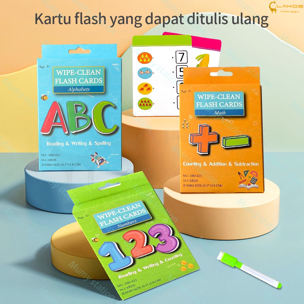 Mainan kartu pintar anak dapat ditulis ulang Flash card anak dengan pena