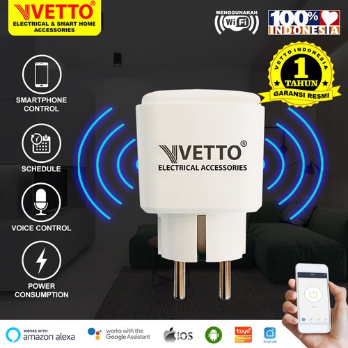 VETTO Smart Plug Wifi Wireless Smart Home Bardi Plus Stop Kontak Smart 16A