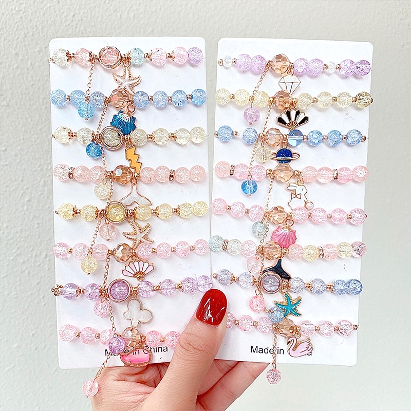 IFYOU Gelang Manik-Manik Kaca Warna-Warni Motif Kartun Untuk Anak