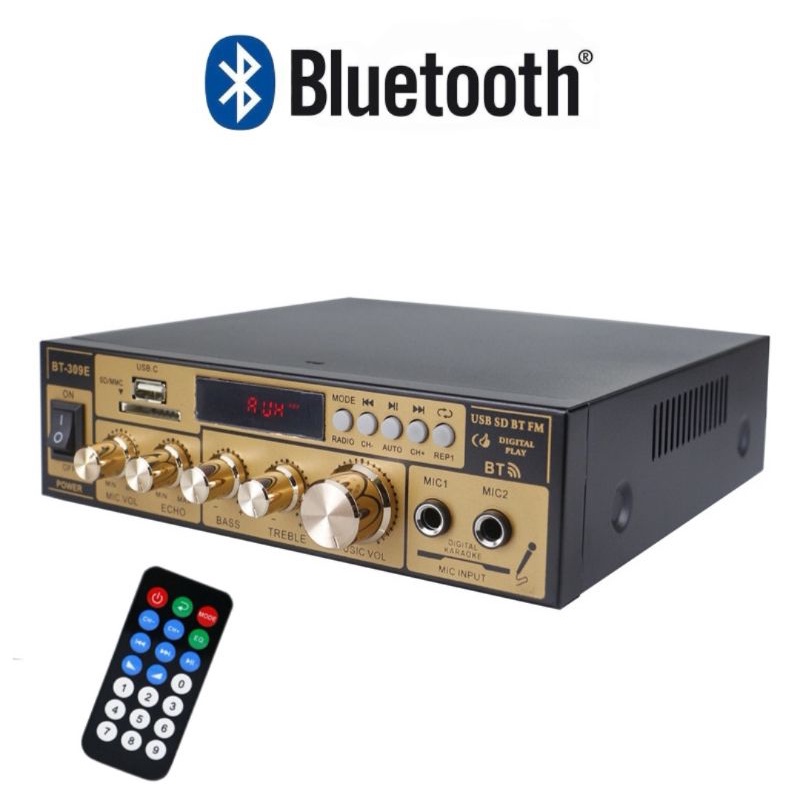 (Model Terbaru)Amplifier Bluetooth 5.0 Stereo 2 Channel 800W-BT-309E Amplifier Karaoke