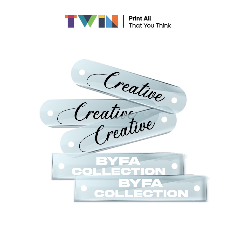 

TWIN ADVERTISING Cetak Label Hijab Akrilik Print Label Tag Hijab Rebranding Produk Akrilik Bening Kuat Tahan lama