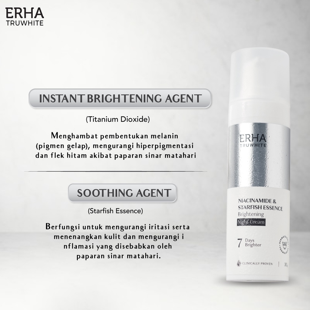 ERHA TRUWHITE NIACIAMIDE &amp; STARFISH ESSENCE BRIGHTENING NIGHT CREAM 30gr