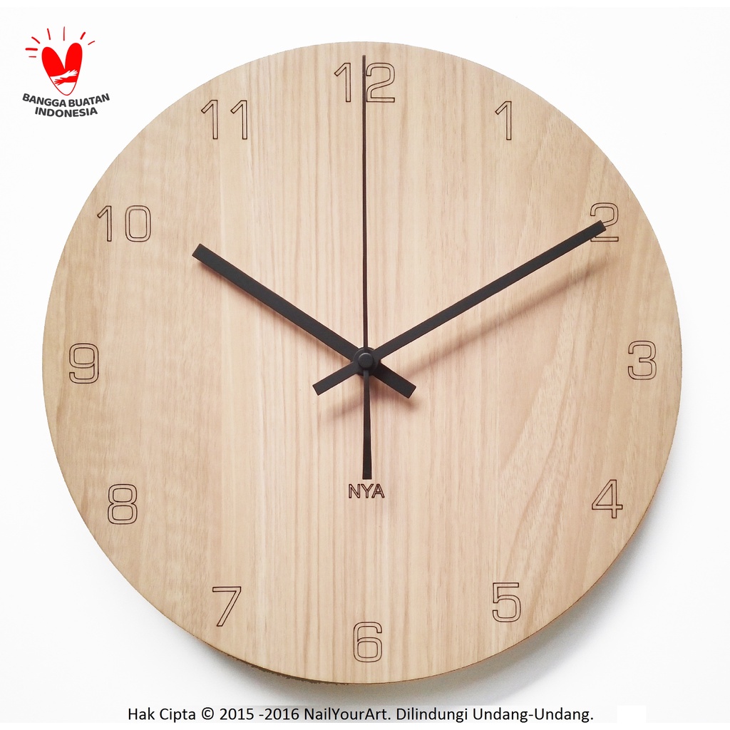 Jam Dinding Unik Artistik - Black Maple Number Wall Clock