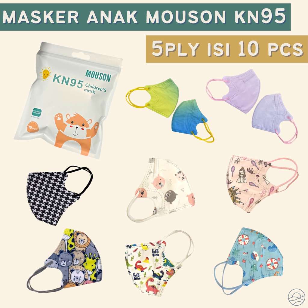 MASKER ANAK KF94 KN95 ISI 10 4PLY 5PLY MOUSON MURAH KUALITAS BAGUS MOTIF LUCU