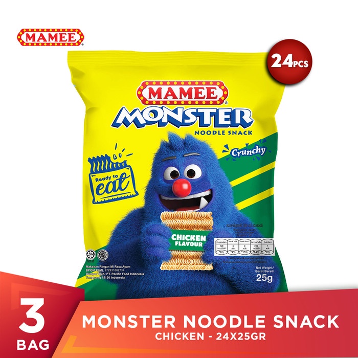 

NEW Mamee Monster Noodle Snack Chicken 200gr - 3 Pcs