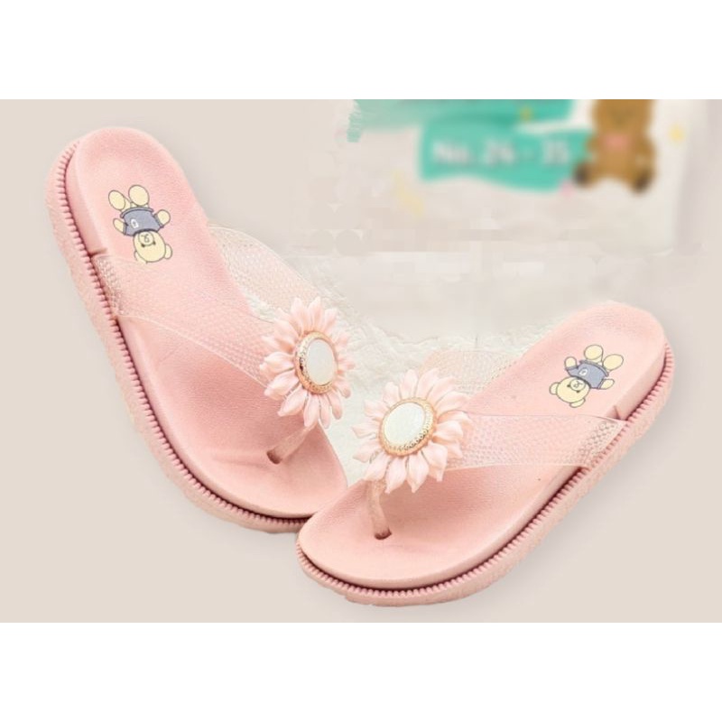 sandal karet Anak jepit motif bunga