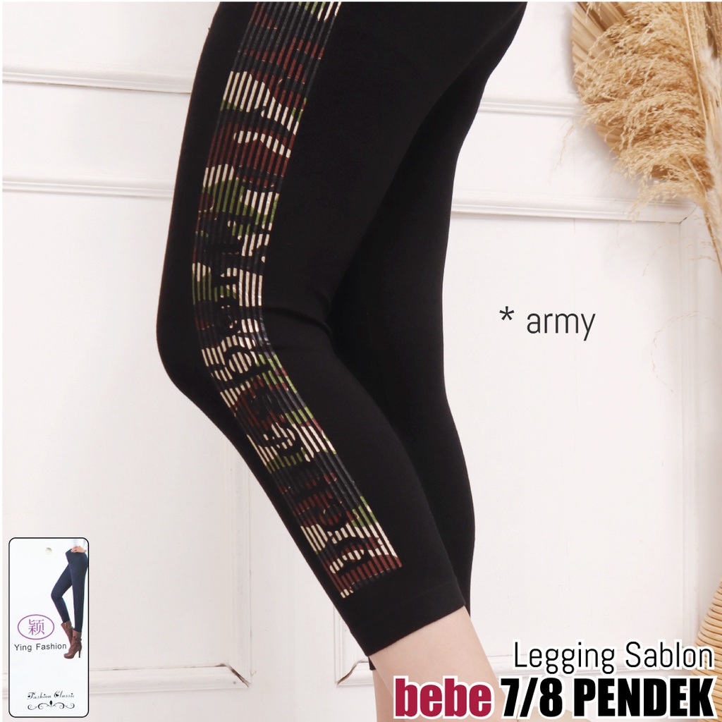 Legging ss BEBE 7/8 / legging sablon pendek / legging fashion import / ying fashion / legging pendek wanita