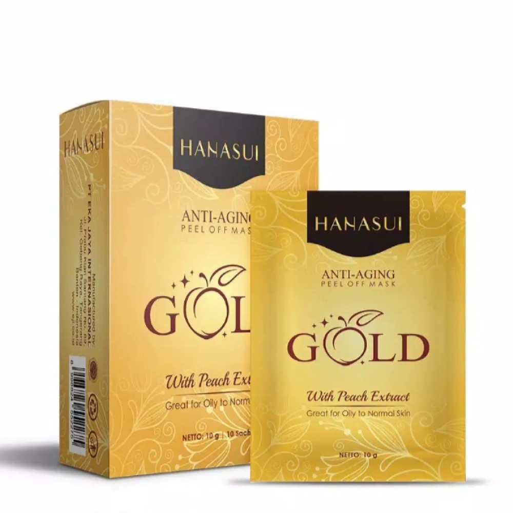 HANASUI Gold Anti Aging Peel Off Mask - 10pcs ( Masker Anti Penuaan )