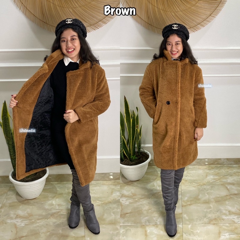 Faux fur coat winter impor mantel wanita musim dingin jaket hangat big size jumbo plus