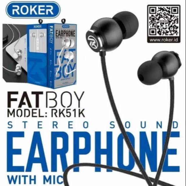Headset Handsfree Earphone Roker FAT BOY RK51K Full Metal EXTRA BASS