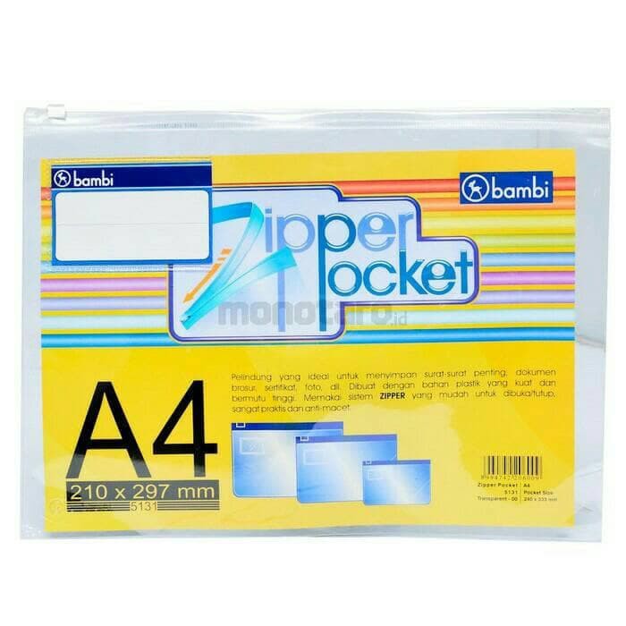 

Zip/zipper pocket A4 Bambi