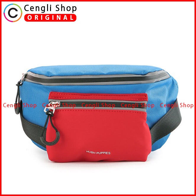 TAS SELEMPANG PINGGANG/DADA/BADAN PRIA HUSH PUPPIES SLING WAIST/CHEST/BODY BAG ORIGINAL BIRU BLUE HM139