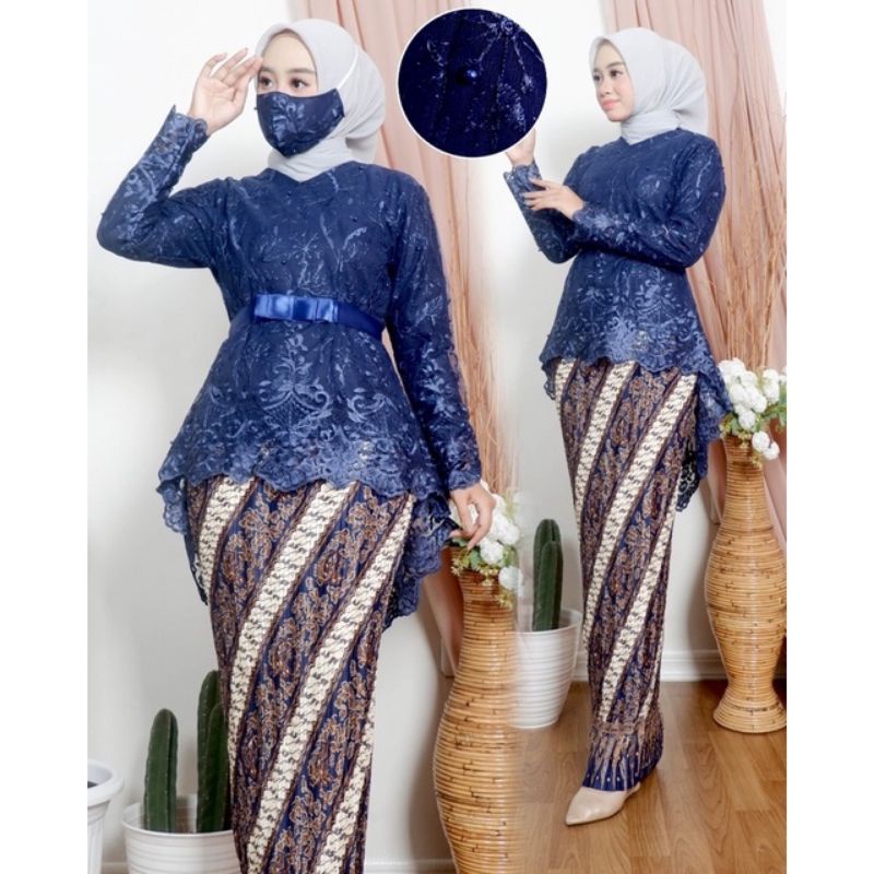 SETELAN KEBAYA AURORA FULL TILE/SETELAN KEBAYA PITA/KEBAYA MODERN/KEBAYA PESTA