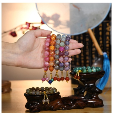 Gelang Wanita Kristal cocok untuk Hadiah Pasangan, warna Batu Alam