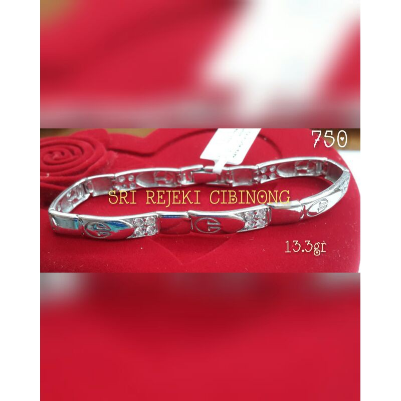 Gelang Tangan Cor Mas Putih Mata Putih Full 750