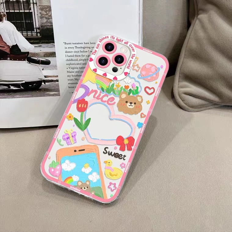 Soft Case Silikon Transparan Shockproof Motif Bunga Untuk iPhone 11 12 13 Pro MAX X XR XS MAX 12 Pro 6 6S 7 8 Plus