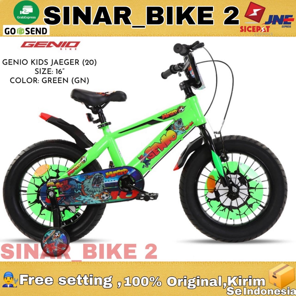 Sepeda Anak Laki BMX GENIO JAEGER KIDS Ukuran 12 16 18 Inch Ban Jumbo