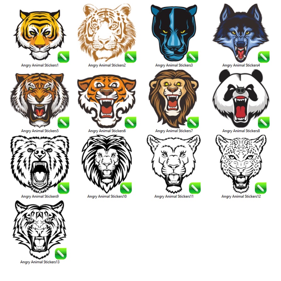 Angry Animal Stickers - Coreldraw