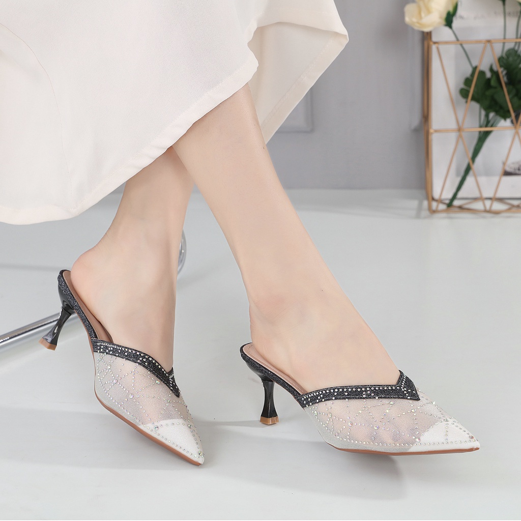 GSW SEPATU SANDAL HEELS 7CM PESTA WANITA IMPORT ( 012-1 ) Sepatu heels Pesta wanita Sandal Pesta Wanita import heels Pesta wanita import original GSW