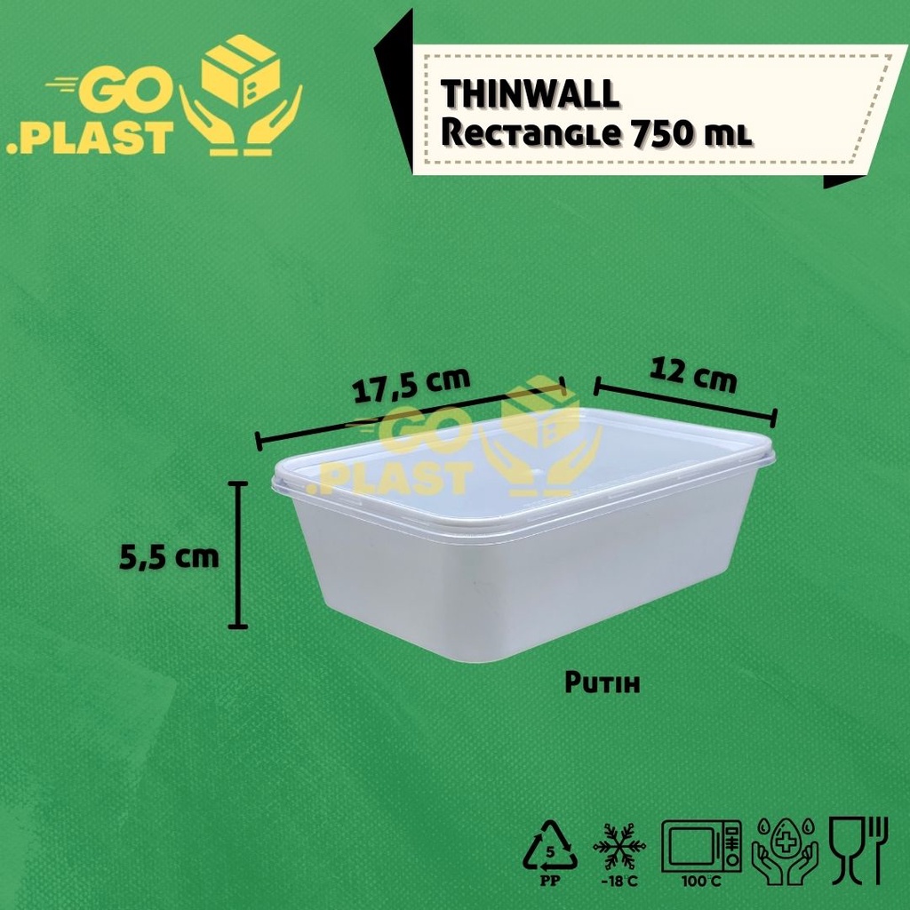 THINWALL 750 ML WARNA / KOTAK MAKAN PLASTIK 750 ML WARNA ISI 12PCS