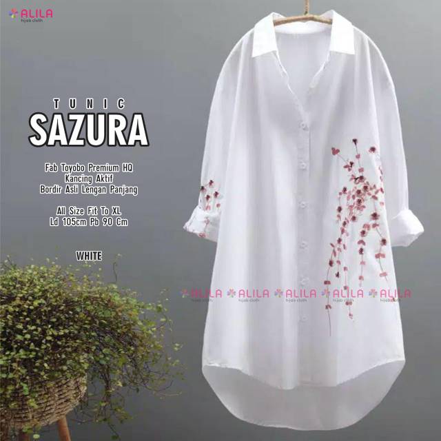 SAZURA TUNIK KEMEJA PUTIH BORDIR ORI ALILA