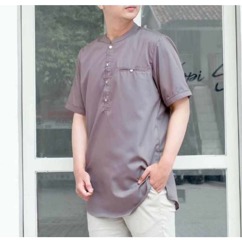 BAJU KOKO PRIA LENGAN PENDEK TOYOBO FODU TARO LILAC ORIGINAL SHIDDIQ