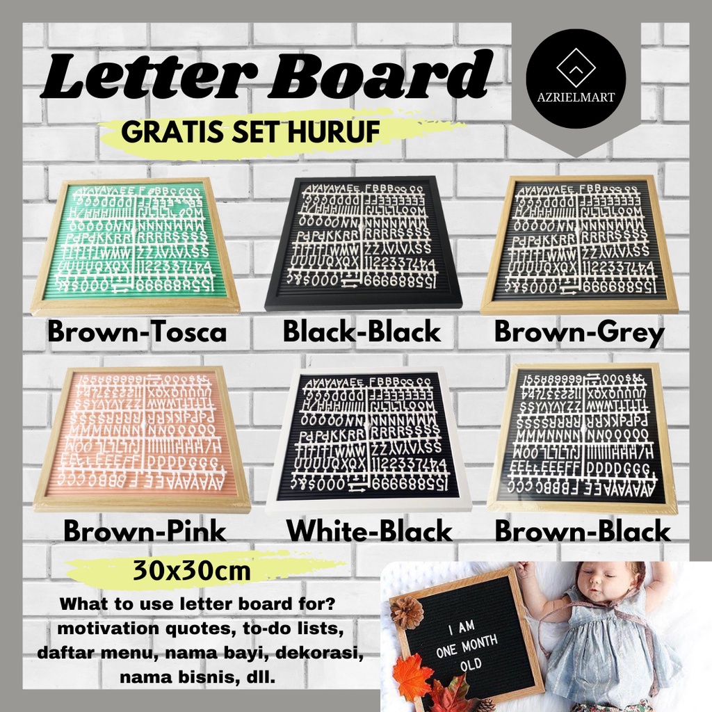 

Papan Nama Bayi Felt Letter Board Premium Papan Huruf Pesan Baby Newborn Dekorasi Pajangan Dinding 30x30cm