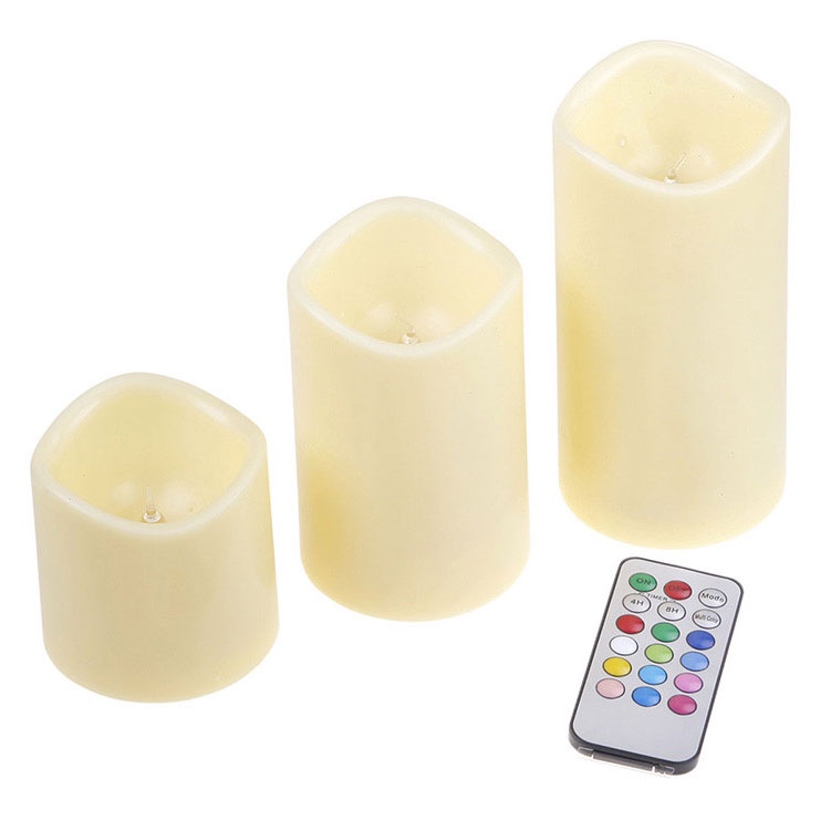 Lilin LED RGB + Remote  3 Buah Lilin  12 VARIASI WARNA
