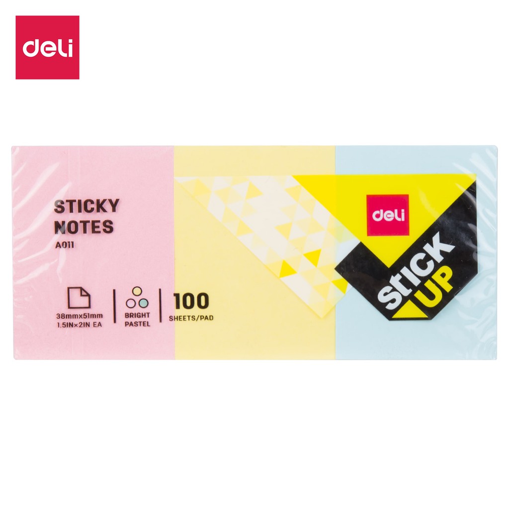 

Deli Memo tempel - Sticky Notes38×51mm 100 Sheets perekat kuat tahan lama warna neon dapat EA01103