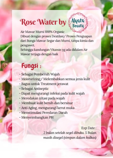 Rose Water Anic Air Mawar Murni Sulingan Mawar Segar Air Mawar Original Rose Water Original Indonesia