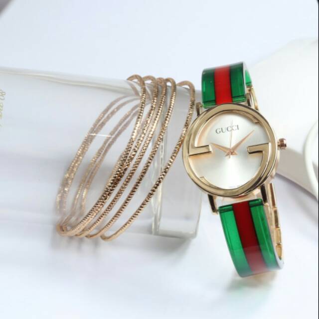 Jam tangan wanita cewek merek gucii tali mika model gelang