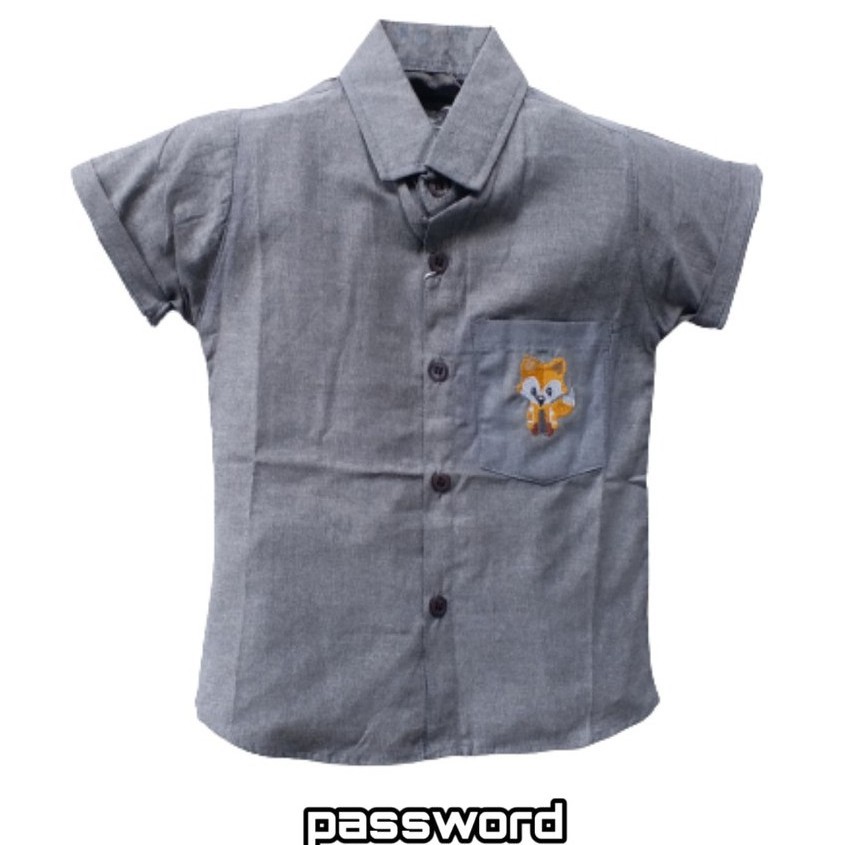 plazababyku PASSWORD ATASAN KEMEJA LIL FOX Baju Anak Laki Bahan Oxford 1 - 7 Tahun