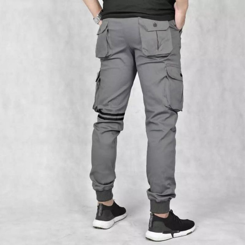 Celana Jogger Pria Cargo Joger Strip Line