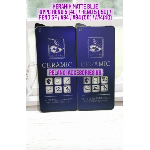 ANTIGORES OPPO A94 5G / A94 4G / A74 4G MATTE BLUE KERAMIK ANTI RADIASI ANTI