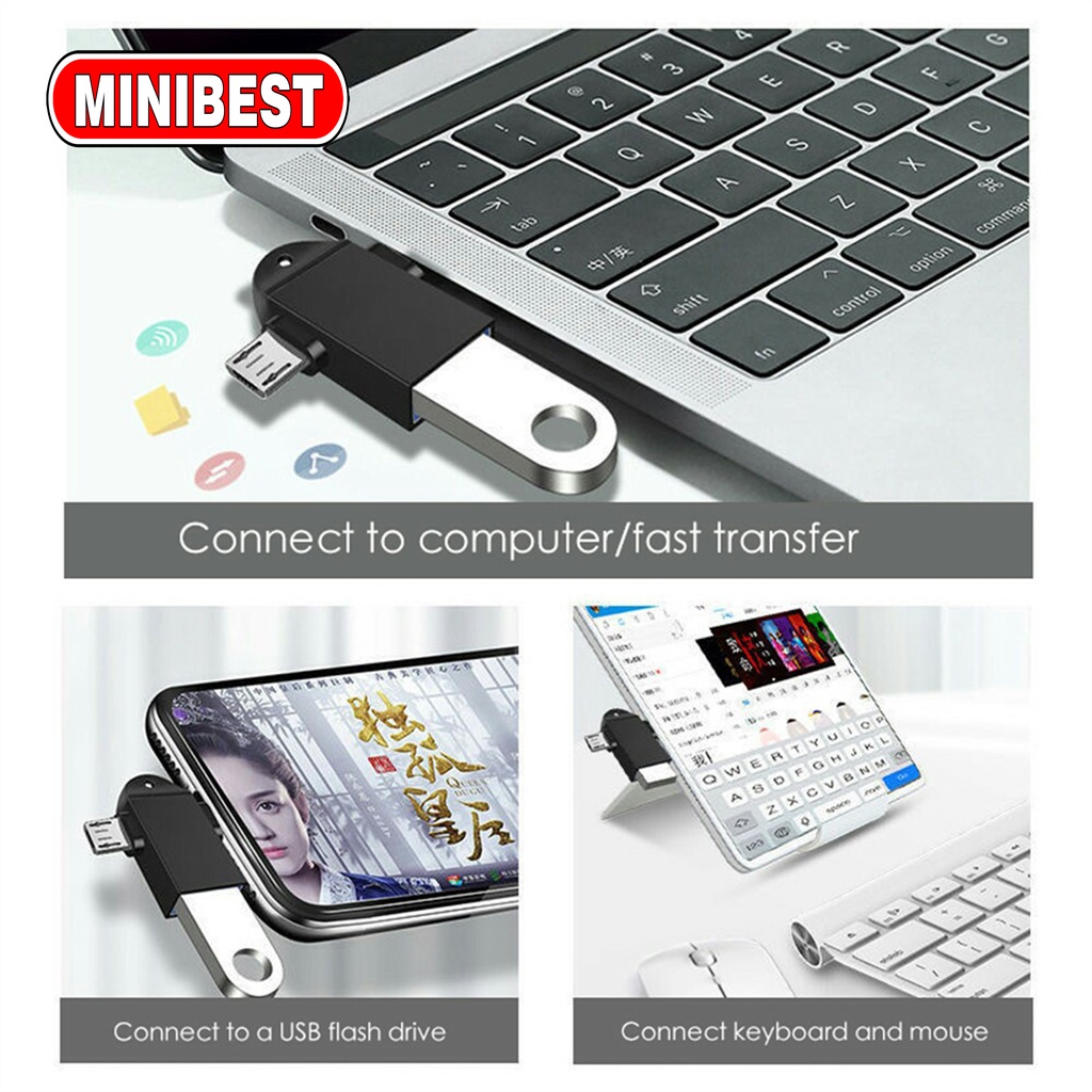 MB OTG Type C Adapter 2 In 1 Micro Usb C 3.0 Flash Disk Dan Mouse Konektor Untuk Android Smartphone