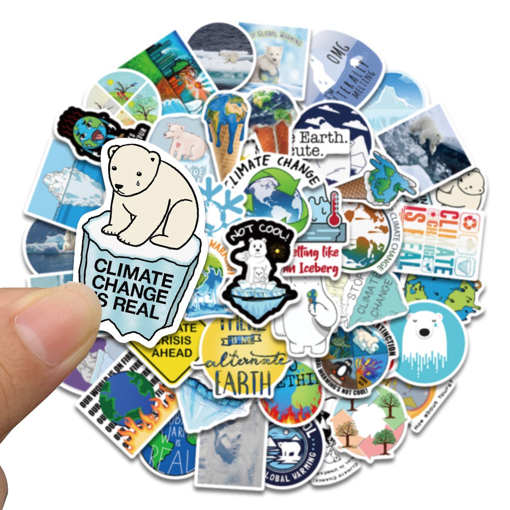 50pcs Climate Change Stickers Waterproof Stickers For Wall Fridge Travel Suitcase Bike Sliding Plate Car Sticker