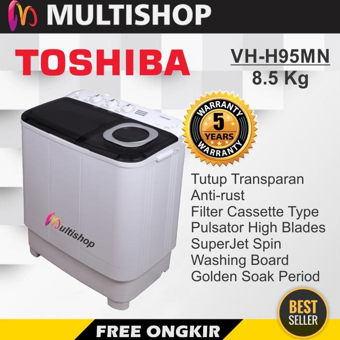 Toshiba VH-H95MN Mesin Cuci 2 Tabung 8.5Kg Khusus Bogor Free Ongkir | MESIN CUCI | GROSIR MESIN CUCI
